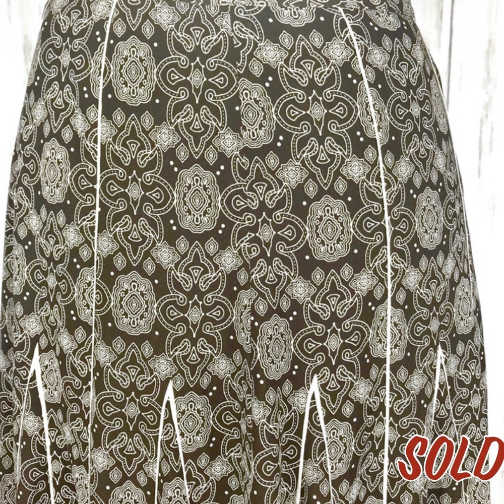 Ann Taylor LOFT Size 4 Brown & White A-Line Skirt